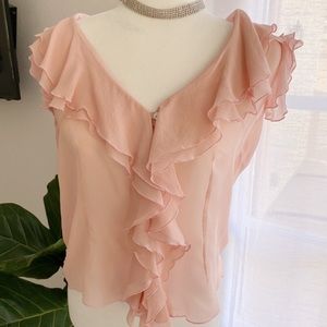 Pink Ruffled Short Sleeve Blouse